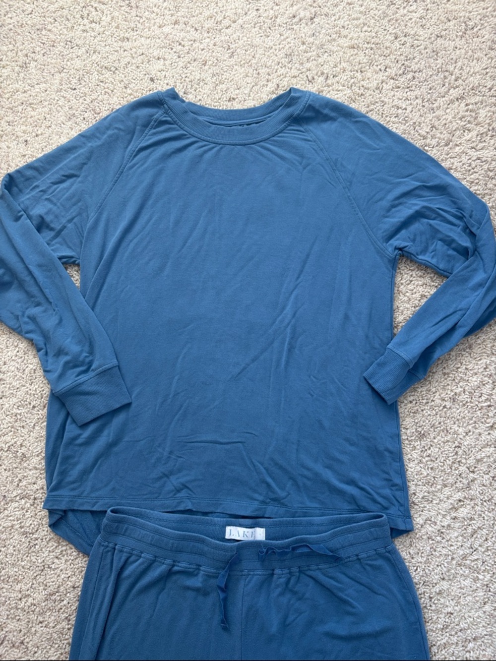 LAKE Relax Pants Set in Dusty Blue Pajama Loungewear Set Large - Picture 5 of 8